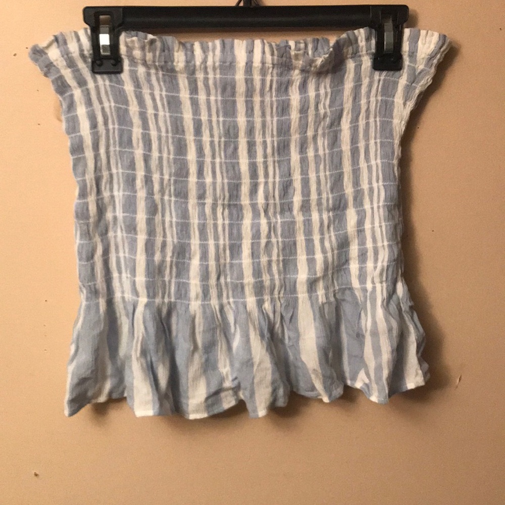 Blue and white striped crop top